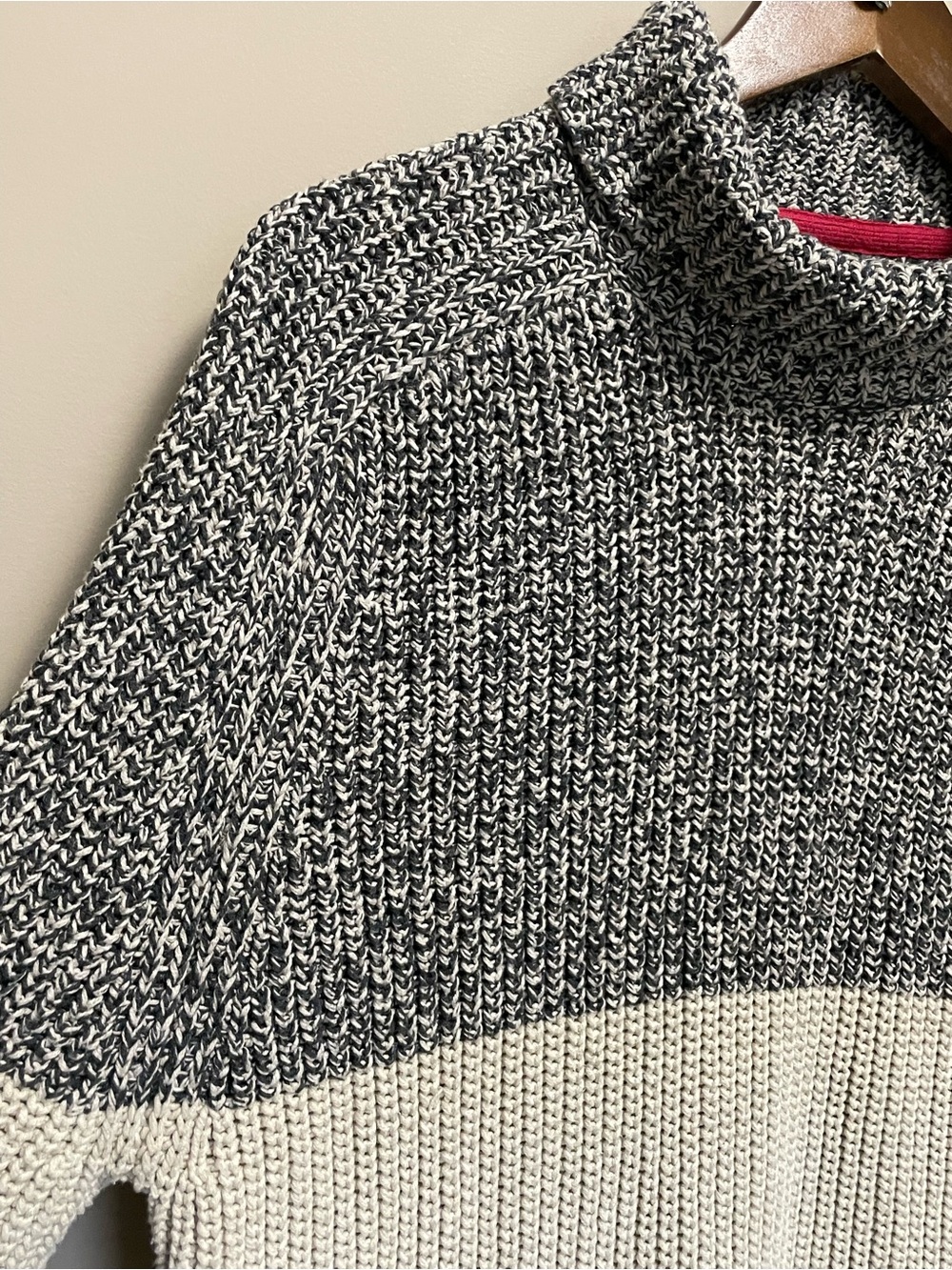 Roots Cabin Black & White Marled Turtleneck Sweater Men Women Medium - Picture 3 of 10
